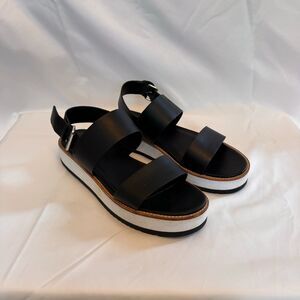 Vince Black and White Strapped Platform Sandals with Buckle Size 8.5